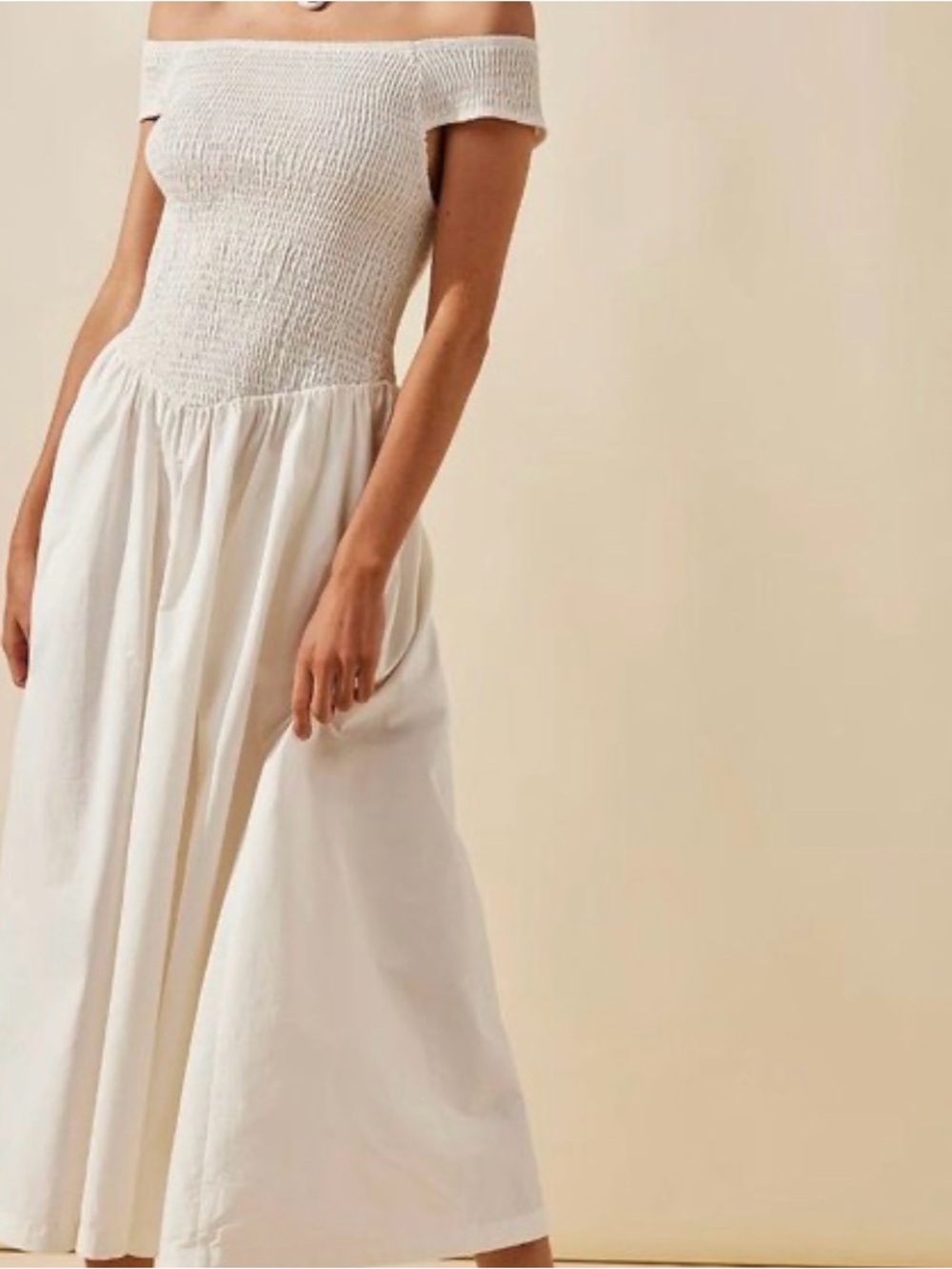Free People Free-est Ceci Smocked Midi Dress in Ivory